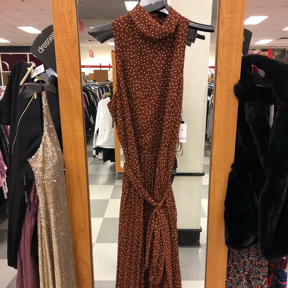 Mid calf dress with slouchy high neck. W/ tags